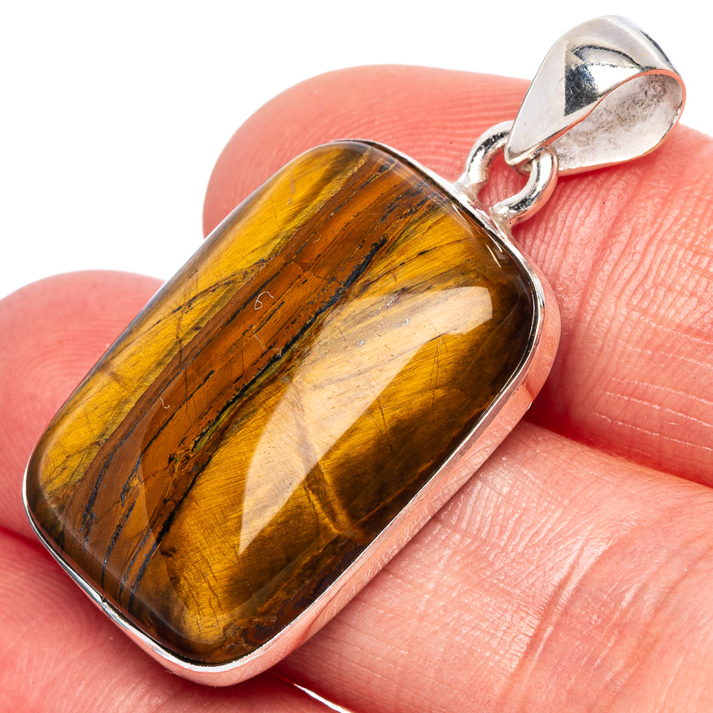 Tiger Eye Pendant 1 1/2" (925 Sterling Silver) P43085
