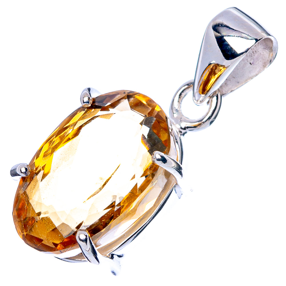 Sterling silver citrine pendant with oval faceted gemstone and open bail