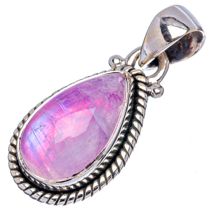 Pink Moonstone Pendant 1 1/8" (.925 Sterling Silver)