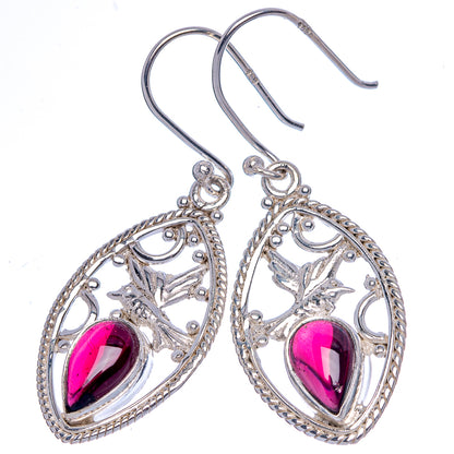Garnet Earrings 1 5/8" (925 Sterling Silver) E433186