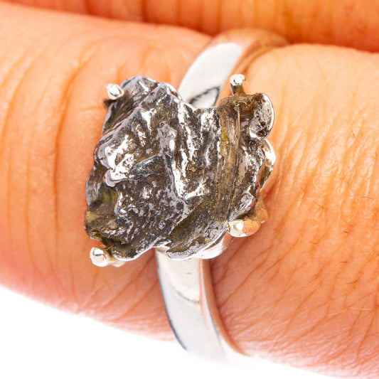 Rare Campo del Cielo Meteorite Ring Size 8 (925 Sterling Silver) R6838