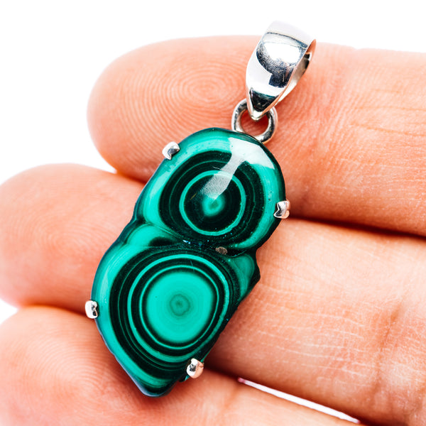 Premium Malachite Slice Pendant 1 1/2" (.925 Sterling Silver)