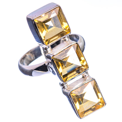 Large Faceted Citrine 925 Sterling Silver Ring Size 7.25