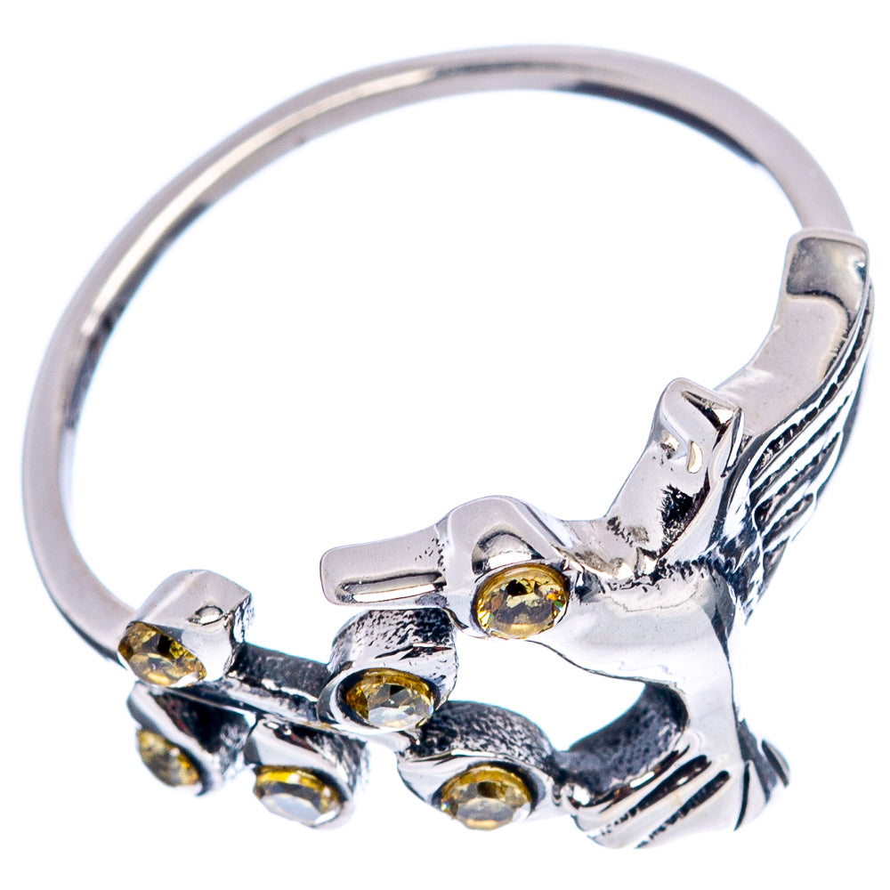 Citrine Hummingbird Dainty Ring Size 7.75 (.925 Sterling Silver)