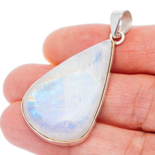 Premium Rainbow Moonstone Pendant 1 7/8" (.925 Sterling Silver)