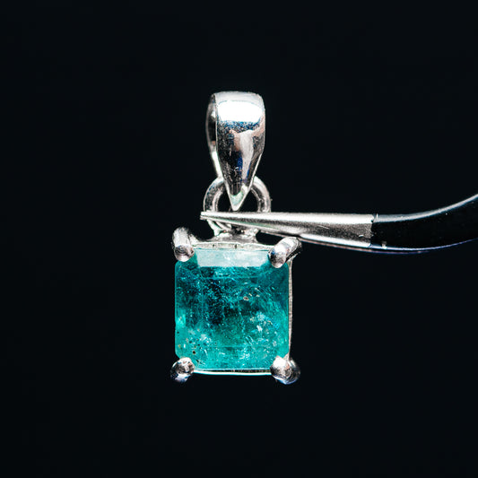 Premium Faceted Zambian Emerald Pendant 5/8" (.925 Sterling Silver)