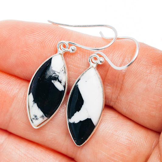 Marbled teardrop stone earrings in .925 sterling silver with fishhook backs