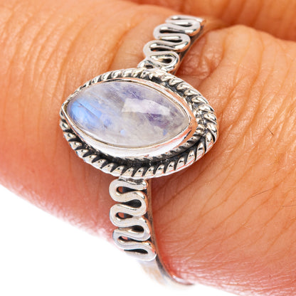 Rainbow Moonstone Dainty Ring Size 9 (925 Sterling Silver) R145788