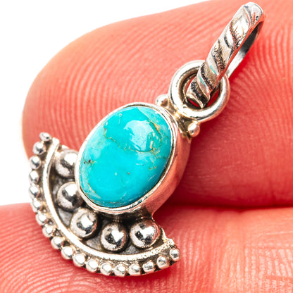 Dainty Mojave Turquoise Pendant 7/8" (.925 Sterling Silver)