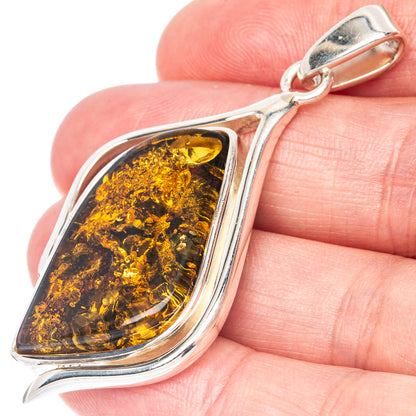 Ana Silver Co Baltic Amber Pendant 2 1/4" (925 Sterlnig Silver)