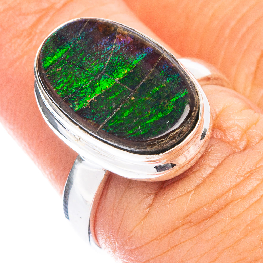 Rare Ammolite Ring Size 6.25 (925 Sterling Silver) R7800