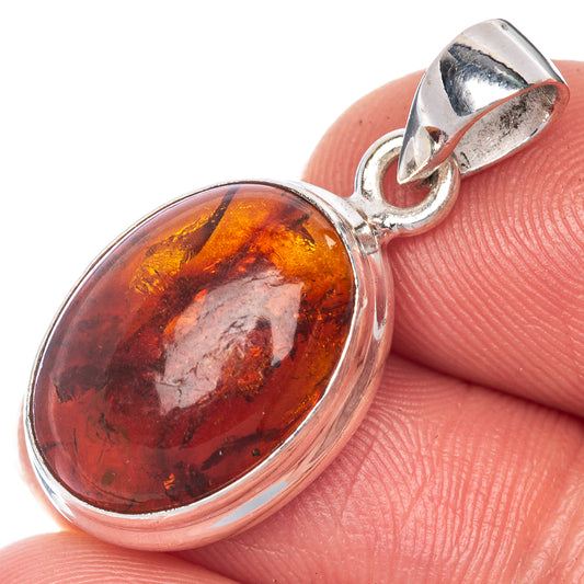 Baltic Amber Pendant 1 1/8" (925 Sterling Silver) P40818