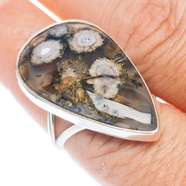 Premium Flower Agate Ring Size 7.5 (.925 Sterling Silver)