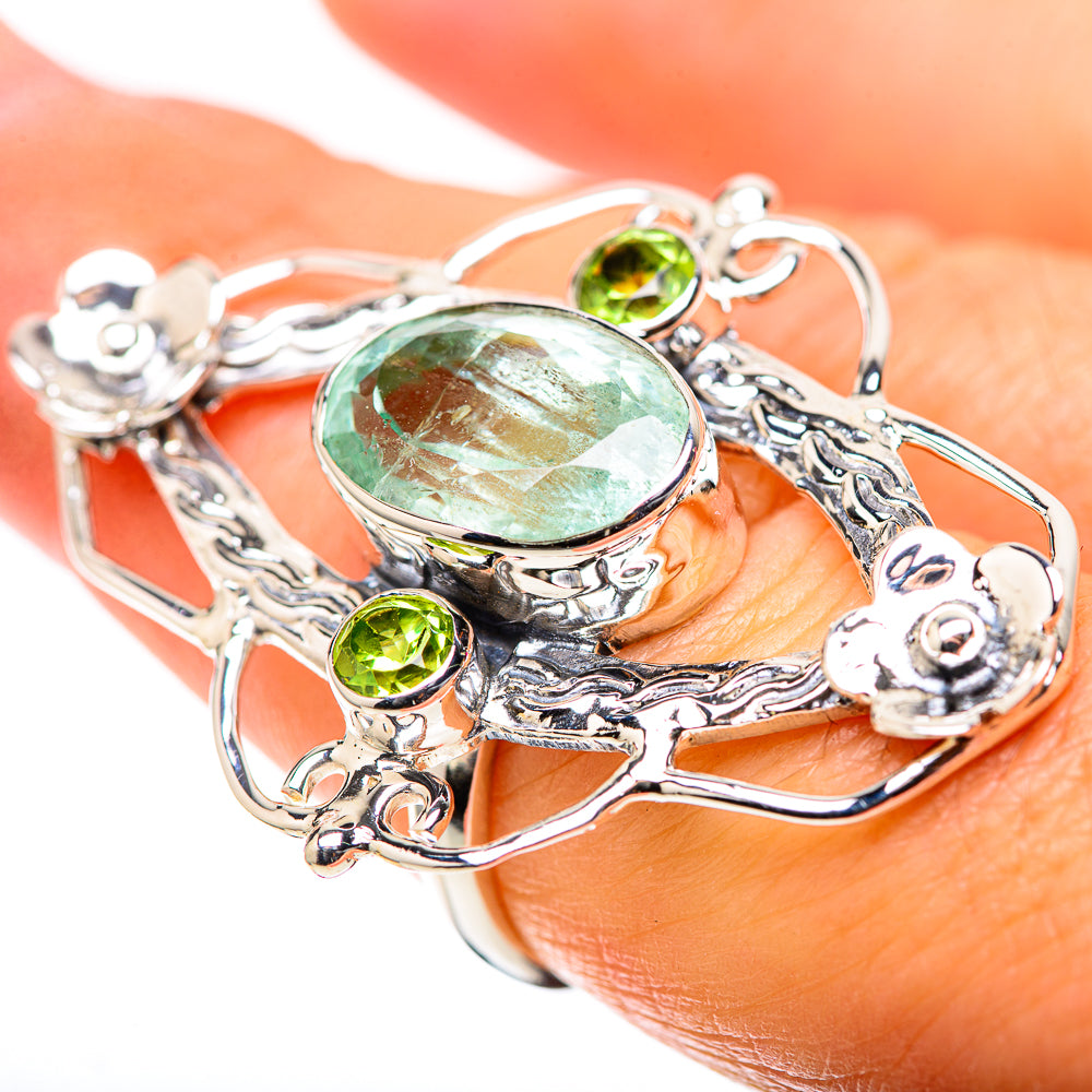 Signature Large Aquamarine, Peridot Ring Size 7.25 (925 Sterling Silver) RING138262