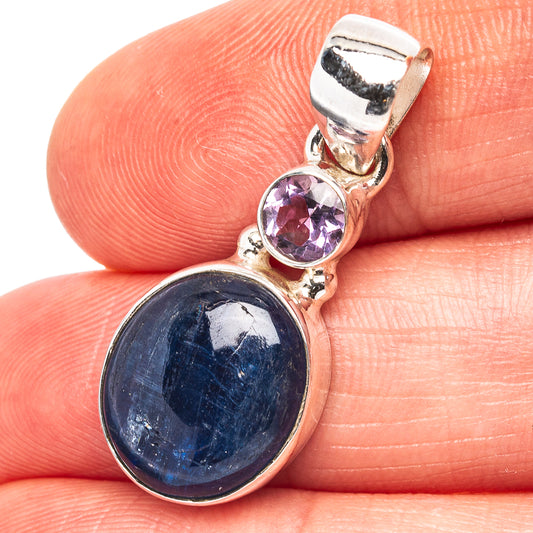 Kyanite, Amethyst Pendant 1 1/4" (.925 Sterling Silver)