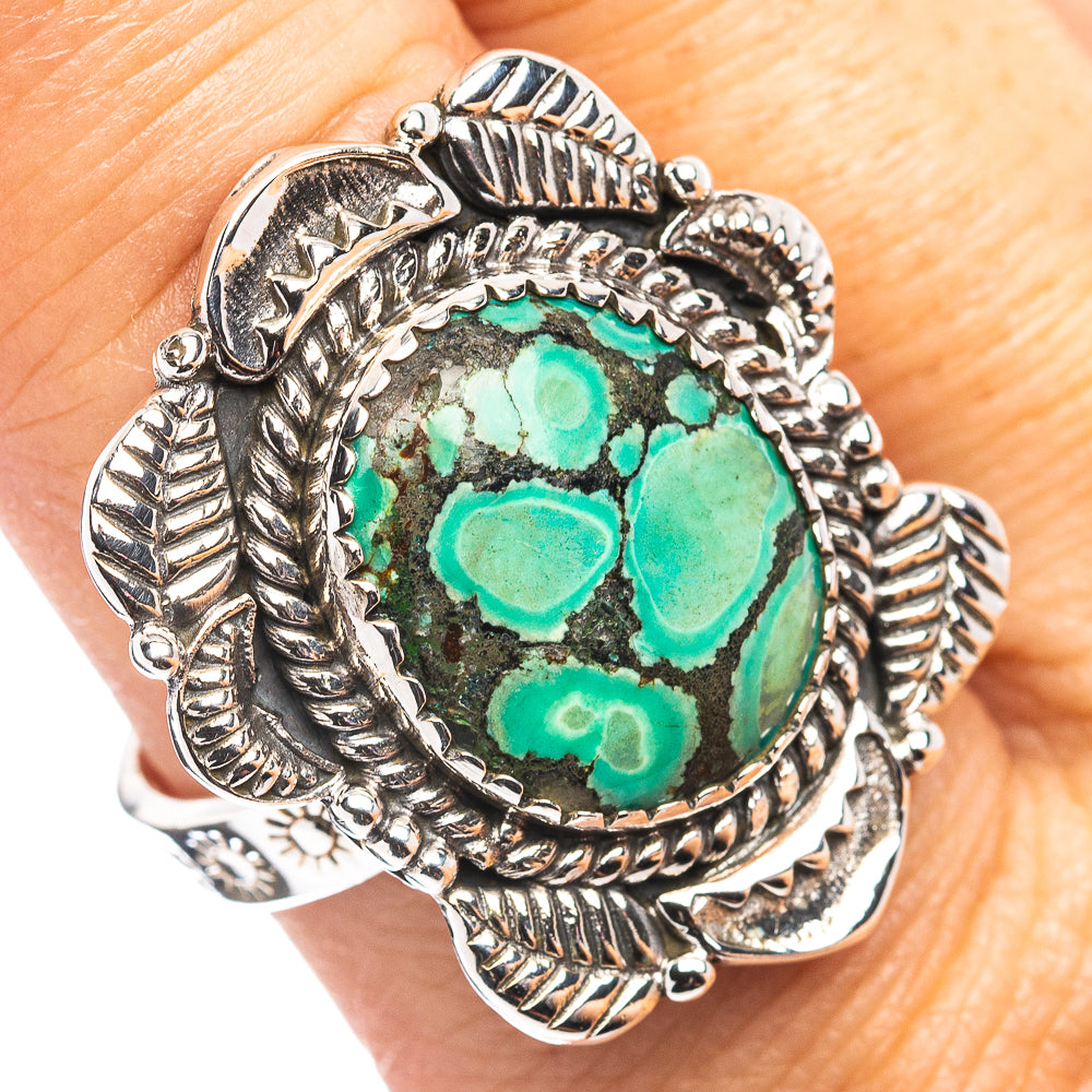 Exclusive Southwestern Style Hubei Turquoise Ring Size 9 Adjustable (.925 Sterling Silver)