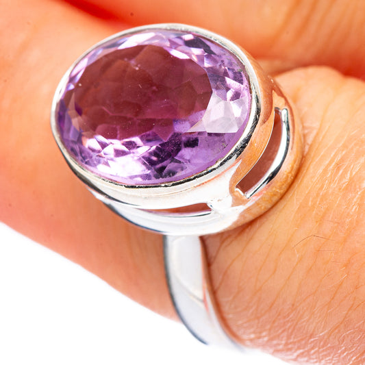 Faceted Amethyst Ring Size 7.25 (925 Sterling Silver) R4482