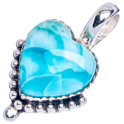 Larimar Heart Pendant 1 1/8" (925 Sterling Silver) P41767