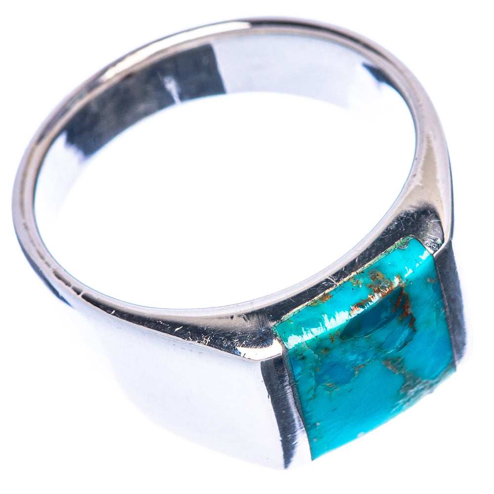 925 sterling silver ring with rectangular blue-turquoise inlay