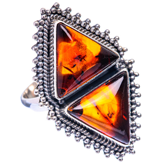 Large Baltic Amber Ring Size 8 (925 Sterling Silver) R140790