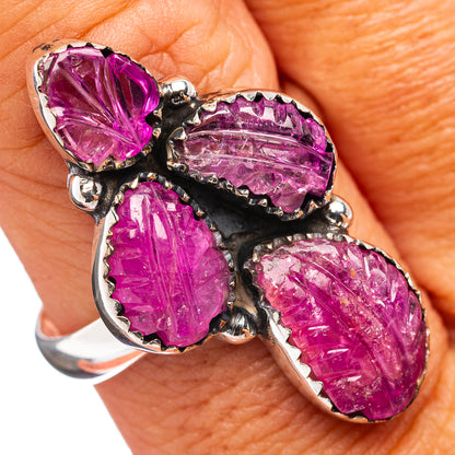 Premium Carved Burmese Ruby Ring Size 10 (.925 Sterling Silver)