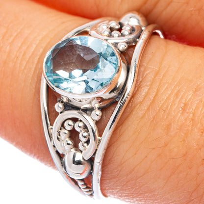 Blue Topaz Dainty Ring Size 8.5 (925 Sterling Silver) R145675
