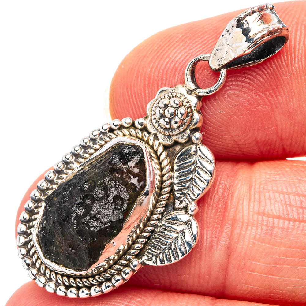 Rare Moldavite Pendant 1 1/2" (.925 Sterling Silver)