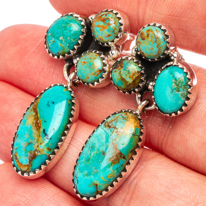 Mohave Turquoise Earrings 1 1/2" (.925 Sterling Silver)