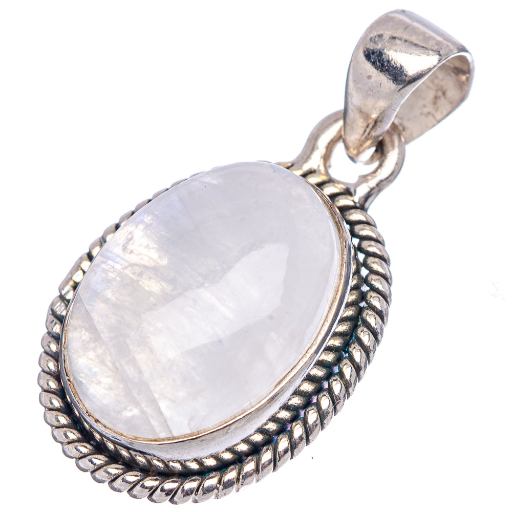 Rainbow Moonstone Pendant 1 1/8" (.925 Sterling Silver)