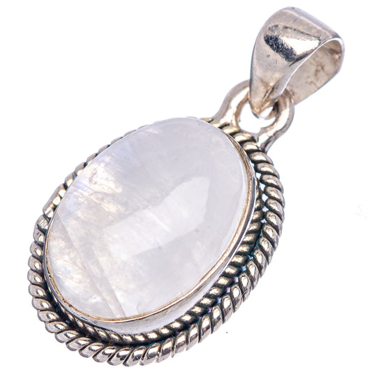 925 sterling silver moonstone pendant with oval cabochon, ornate rope bezel and bail