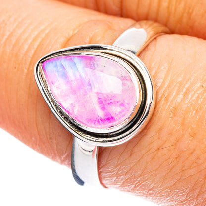 Pink Moonstone Ring Size 8.75 (925 Sterling Silver) R3730