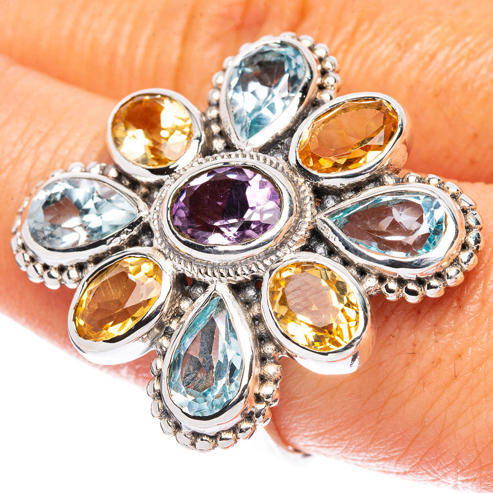 Amethyst, Citrine, Blue Topaz Ring Size 9 (925 Sterling Silver) R2515