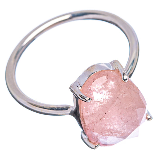 Faceted morganite ring with pink gemstone set in .925 sterling silver open band
