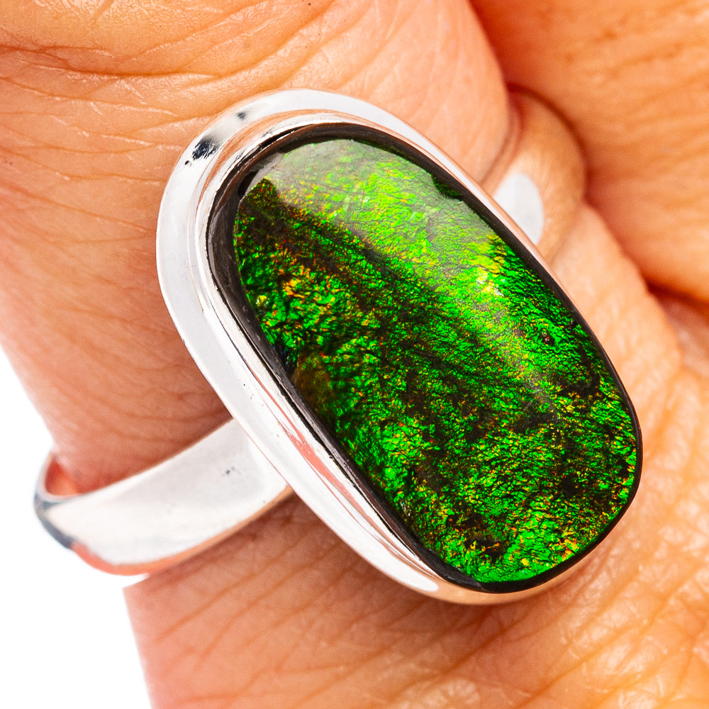 Premium Ammolite Ring Size 10.25 (.925 Sterling Silver)