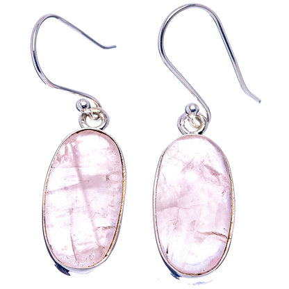 Rose Quartz Earrings 1 5/8" (.925 Sterling Silver)