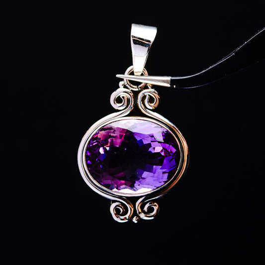 14.99ct Faceted Brazilian Amethyst Pendant 1 1/2" (.925 Sterling Silver)