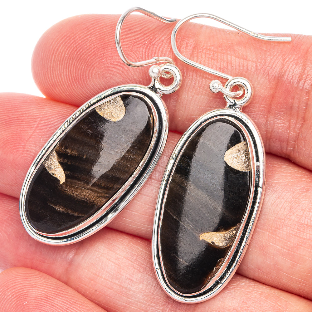 Peanut Wood Jasper Earrings 1 3/4" (925 Sterling Silver) E433056
