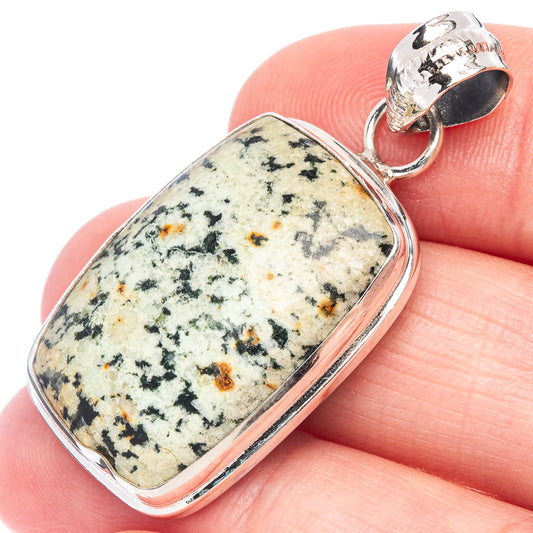African Turquoise Jasper Pendant 1 5/8" (925 Sterling Silver) P44495
