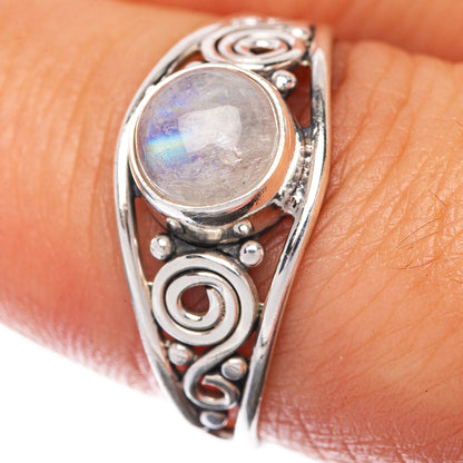 Rainbow Moonstone Dainty Ring Size 8.25 (925 Sterling Silver) R145235