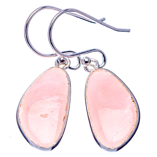Sterling silver pink teardrop opal earrings with polished hooks