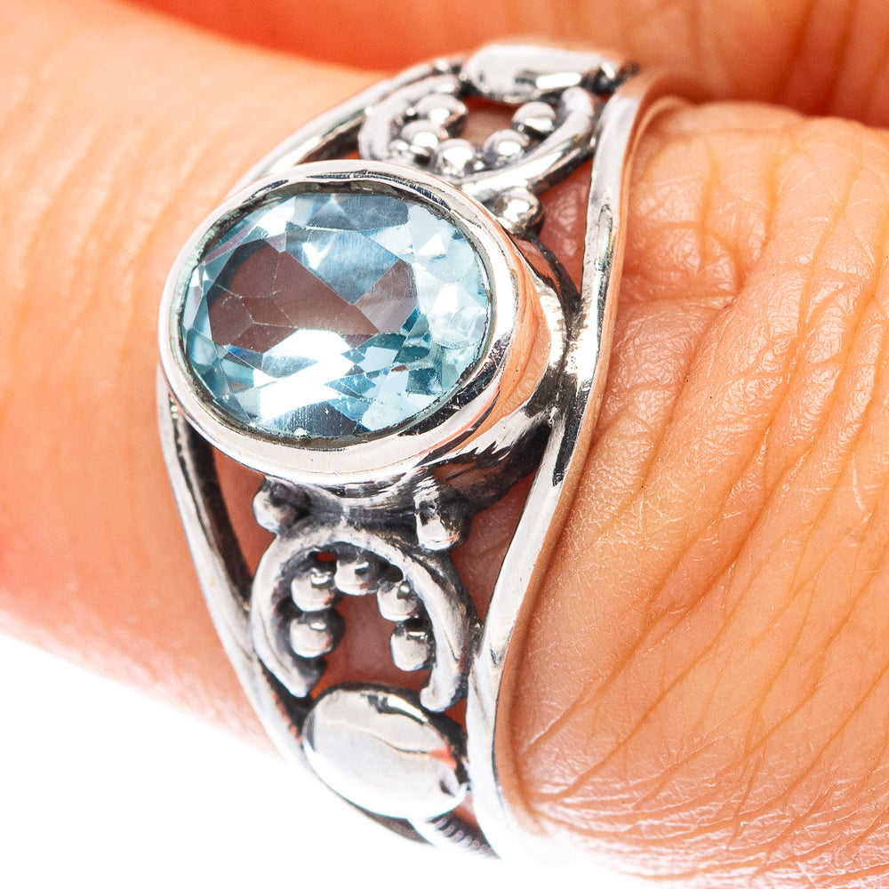 Blue Topaz Dainty Ring Size 6.5 (925 Sterling Silver) R6029