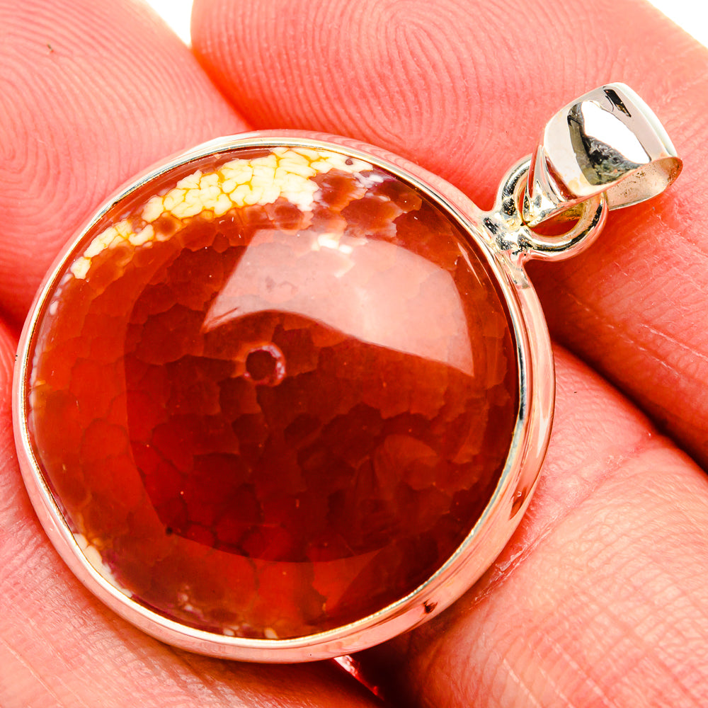 Fire Crab Agate 925 Sterling Silver Pendant 1 1/2" (925 Sterling Silver) PD38367