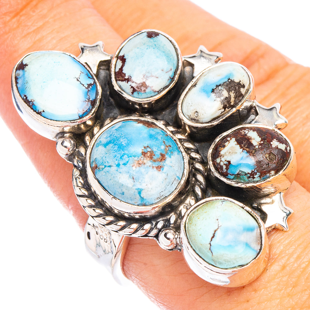 Golden Hills Turquoise Native Style Ring Size 8 Adjustable (.925 Sterling Silver) Exclusive
