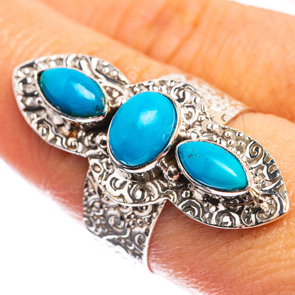 Sleeping Beauty Turquoise 925 Sterling Silver Ring Size 8.25