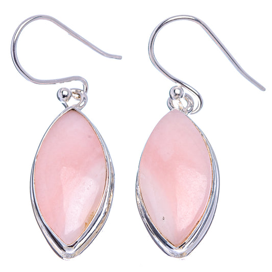Pink opal marquise teardrop earrings with .925 sterling silver hooks