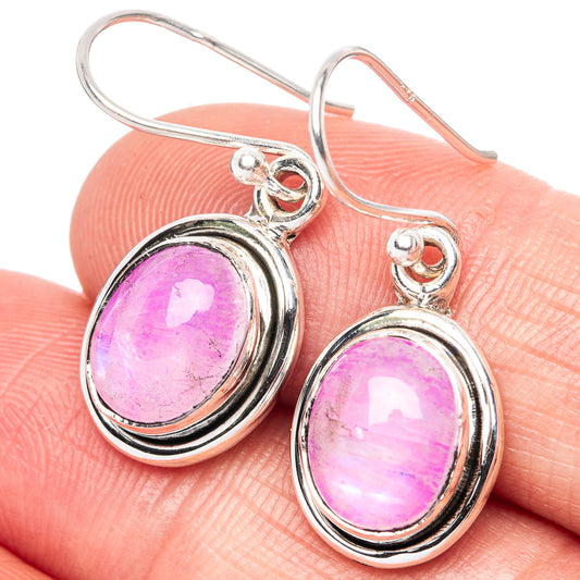 Pink Moonstone Earrings 1 1/8" (925 Sterling Silver) E1378