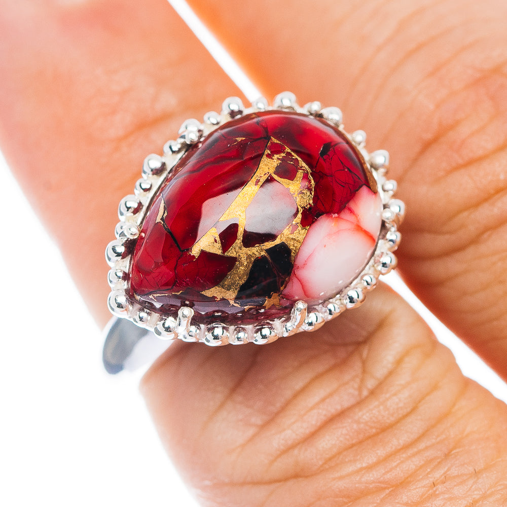 Exclusive Red Dahlia Mohave Turquoise Ring Size 6.5 (.925 Sterling Silver)