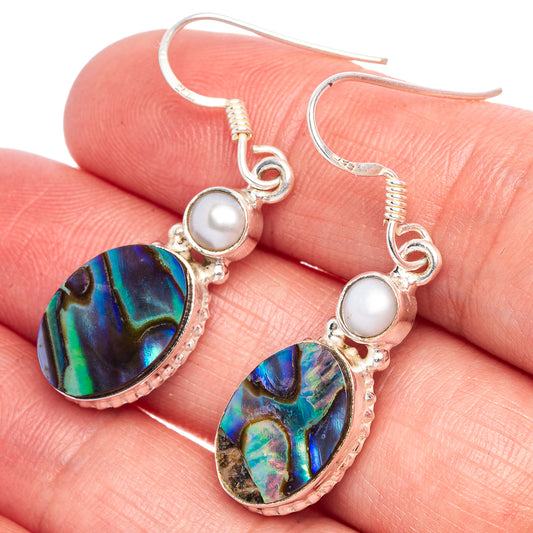 Abalone Shell, Cultured Pearl Earrings 1 5/8" (925 Sterling Silver) E433438