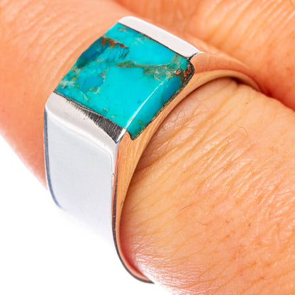 Turquoise stone ring with silver bezel, 925 sterling silver band