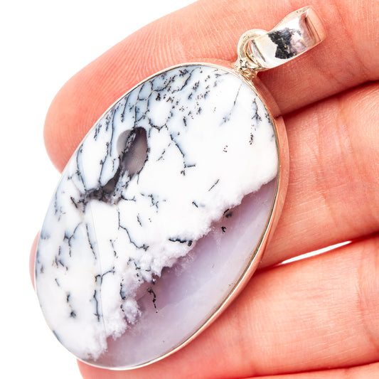 Oval druzy pendant with white purple agate and black veining in .925 silver bezel